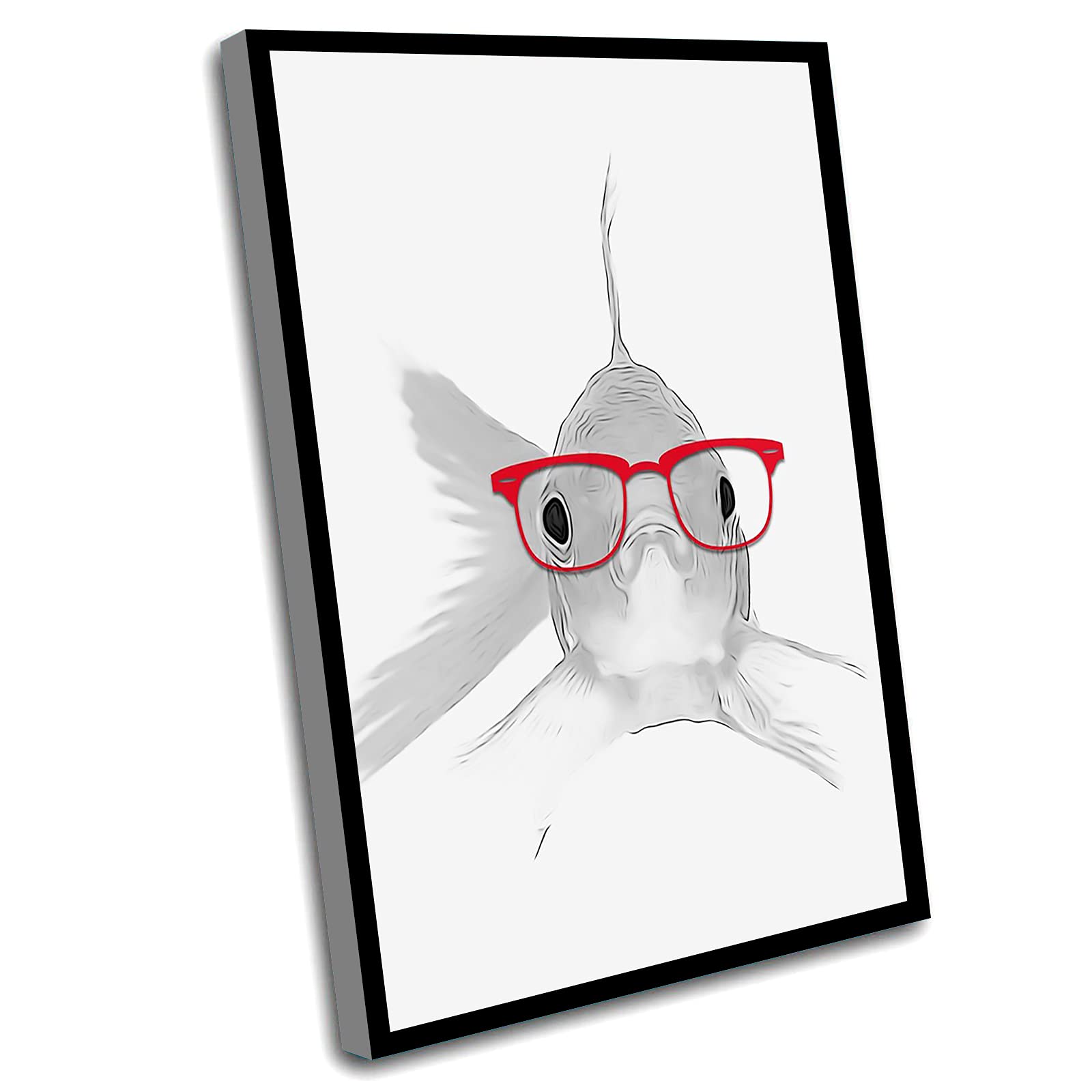 8x12 Inch Framed Canvas Wall Art - Cute Fish & Animal with Glasses Nursery Decor, Nautical Sea Life Print for Baby Room & Bathroom | Perfect for Coastal Themed Nursery, Kids Bedroom or Beach House Decor
