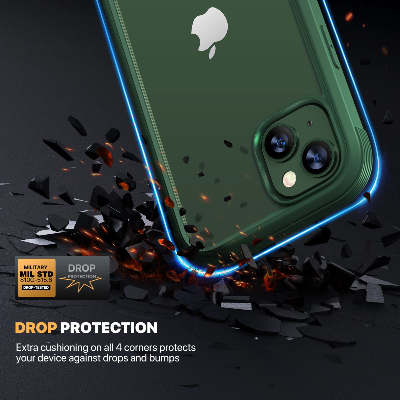Diaclara iPhone 13 Case 6.1 Inch - Rugged 360 Full Body Protection with Built-in Screen Protector | Shockproof TPU Bumper Cover | Anti-Scratch & Drop Protection | Perfect for Outdoor, Travel & Daily Use (Green)
