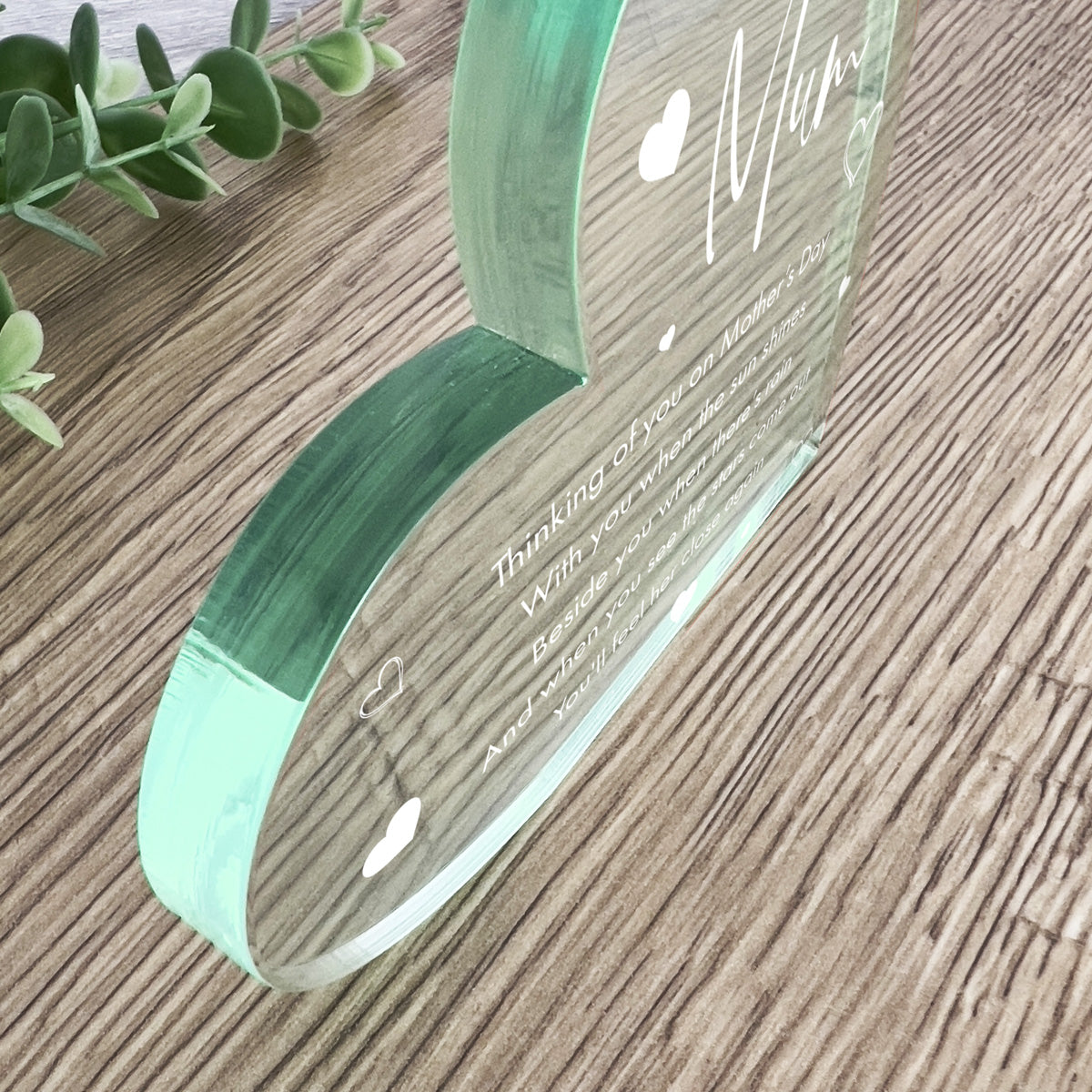 Thinking Of You On Mother's Day - Acrylic Freestanding Heart Decor for Home, Office & Gift Giving - Perfect for Mother's Day, Birthday & Anniversary Celebrations