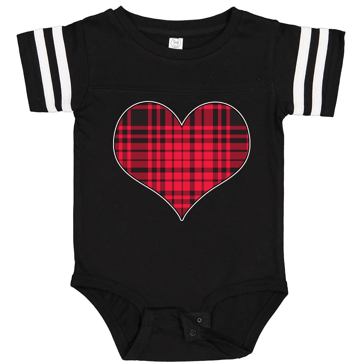 Inktastic Red Plaid Heart Baby Bodysuit - Soft Cotton Onesie for Newborns & Infants - Perfect for Family Photos, Holidays & Casual Outings