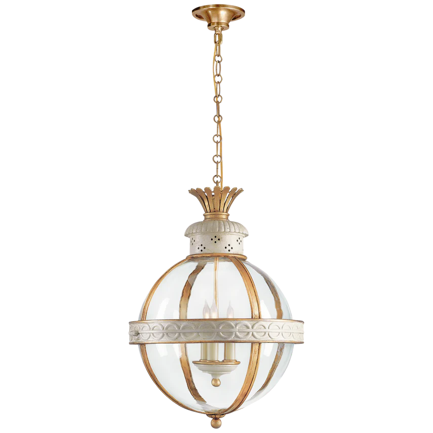 Vintage Crown Top Banded Globe Lantern - Antique Style Hanging Outdoor/Indoor Light for Garden, Patio, Porch & Home Decor