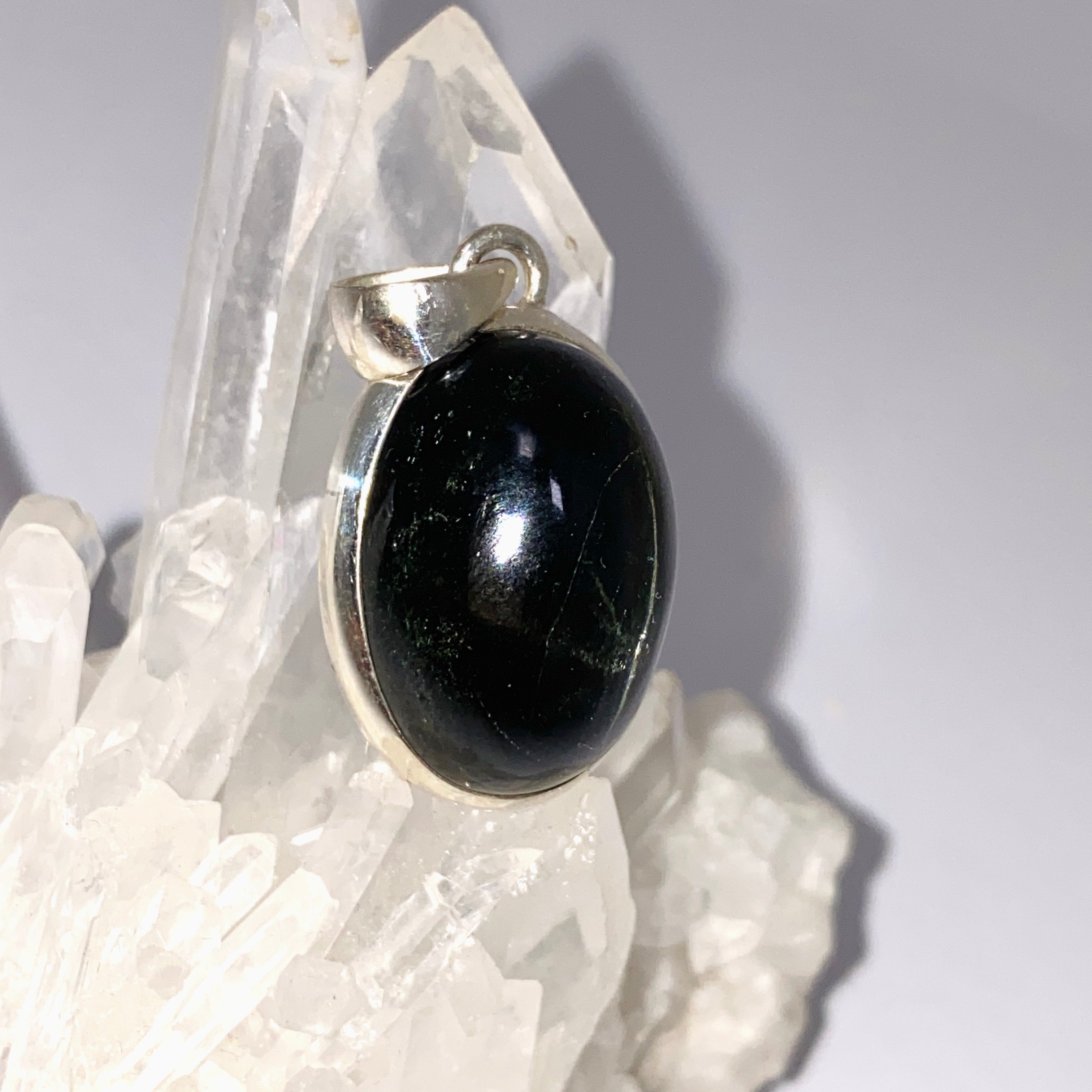 Natural Black Star Diopside Oval Cabochon Pendant Necklace - Premium Gemstone Jewelry for Women - Perfect for Evening Parties & Special Occasions
