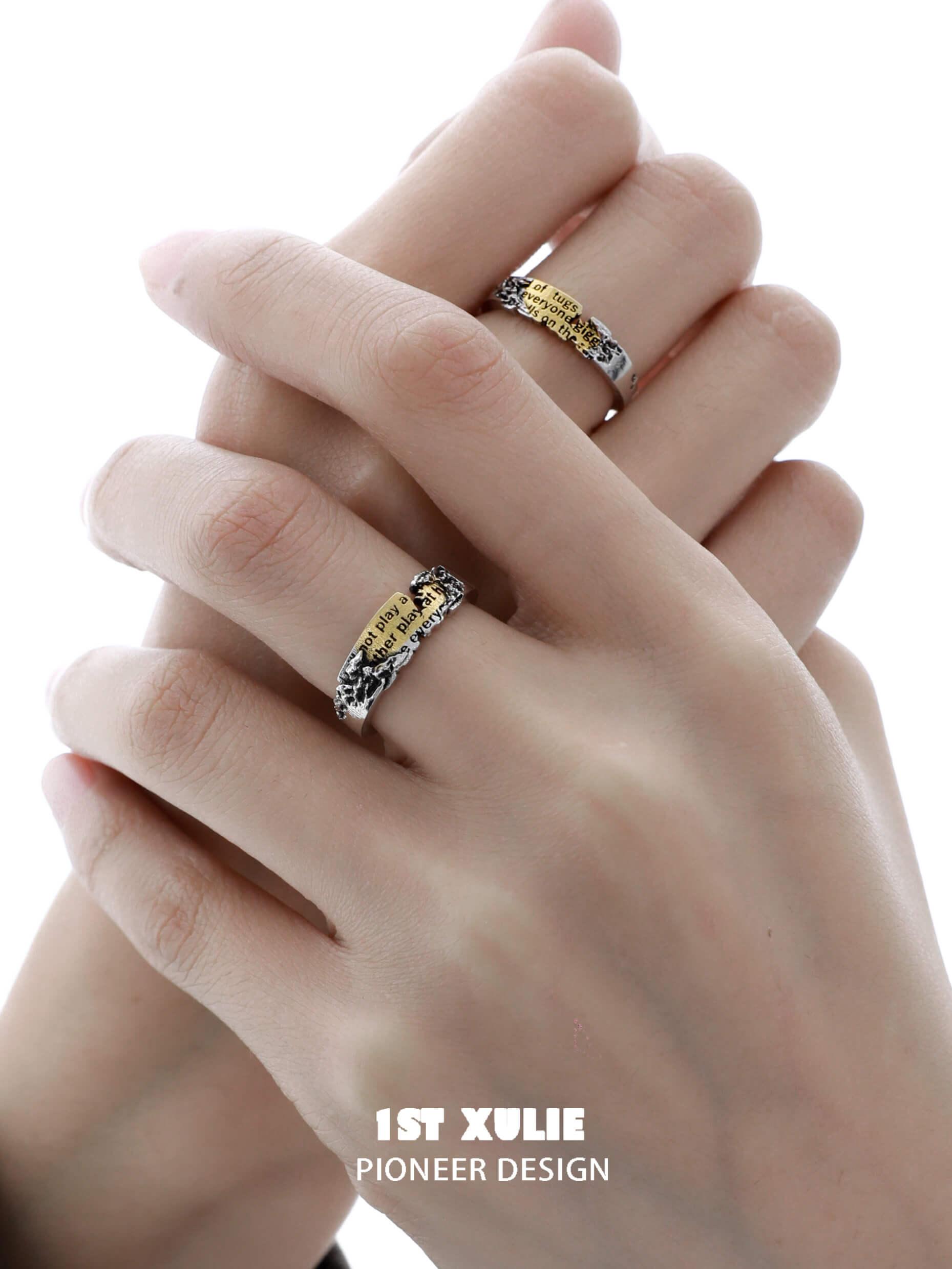 Immortal Lover S925 Sterling Silver Love Letter Rings - Romantic Couple Wedding Bands for Anniversaries, Engagements & Valentine's Gifts