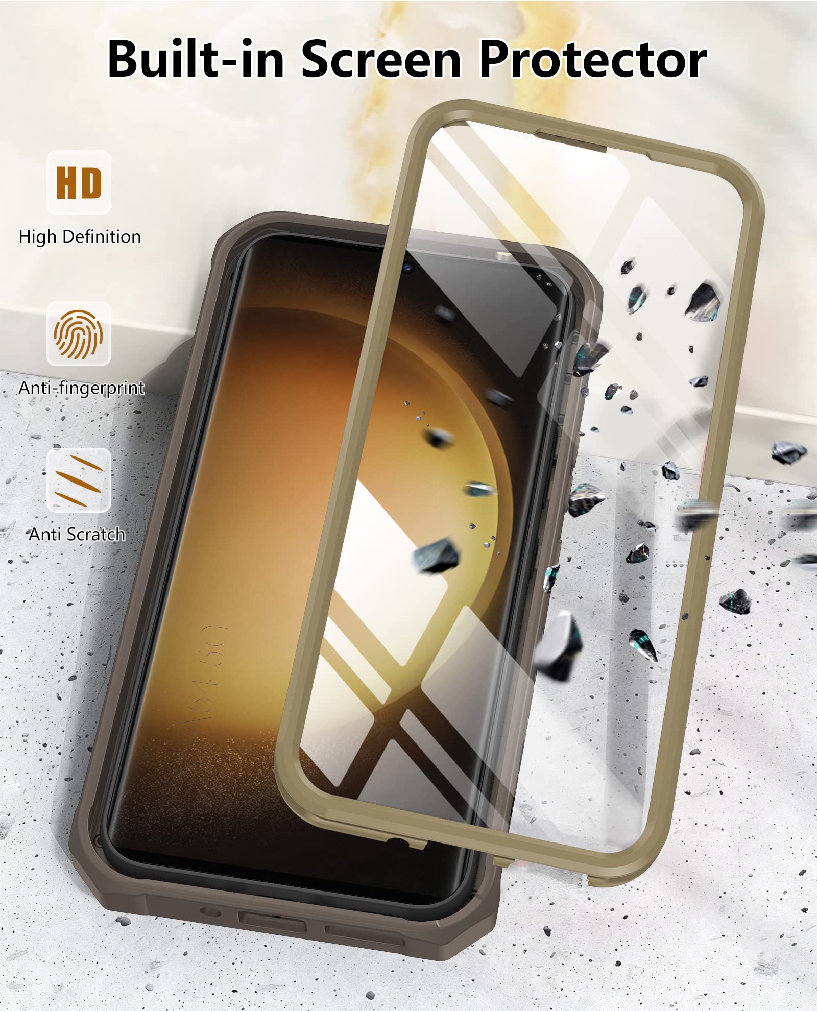 FNTCASE for Samsung Galaxy S23 Case - Military Grade Shockproof Protective Cover with Built-in Screen Protector & Kickstand | Dual Layer Rugged Design, Drop Proof Full Protection for 6.1