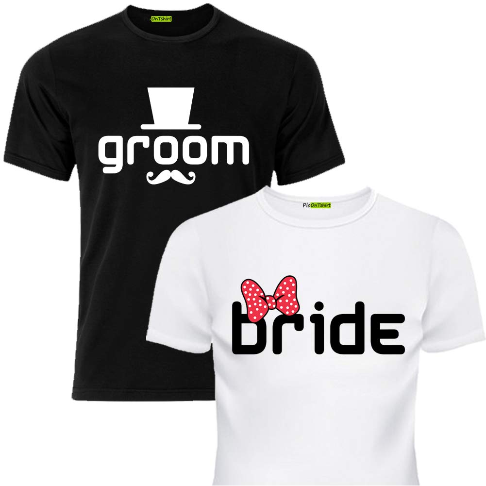 Groom & Bride Matching Couple T-Shirts - Newlywed Wedding Shirts for Him & Her - Perfect for Engagement Photos, Honeymoon & Anniversary Gifts