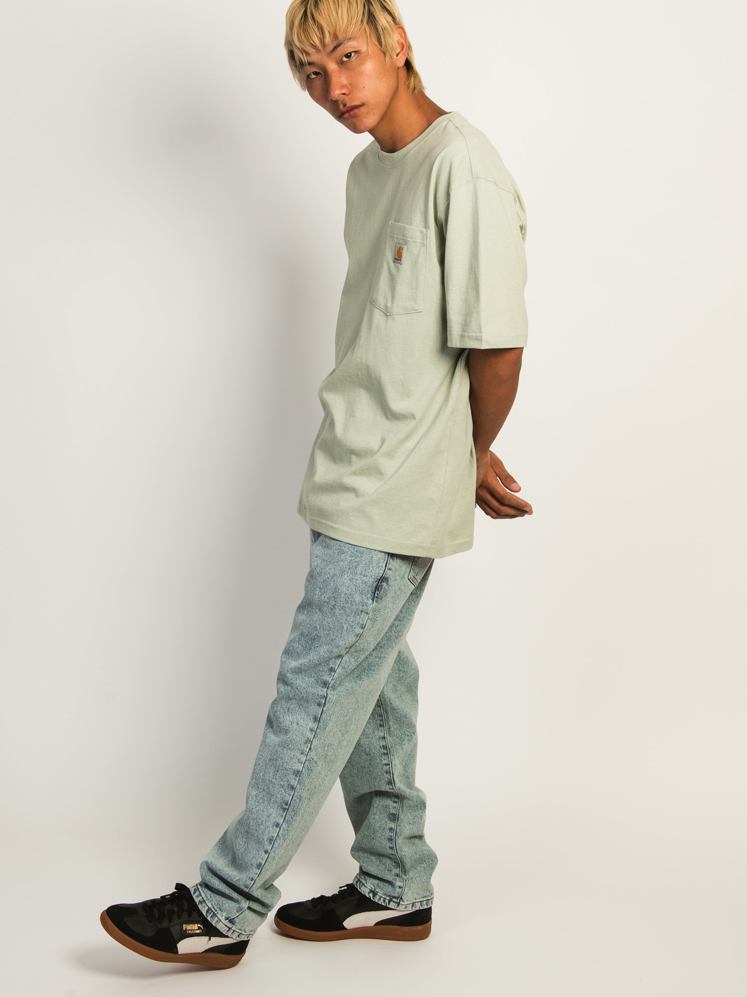 Carhartt Men's Workwear Pocket T-Shirt - Comfortable & Durable Sage Green Shirt for Work, Outdoor & Casual Wear