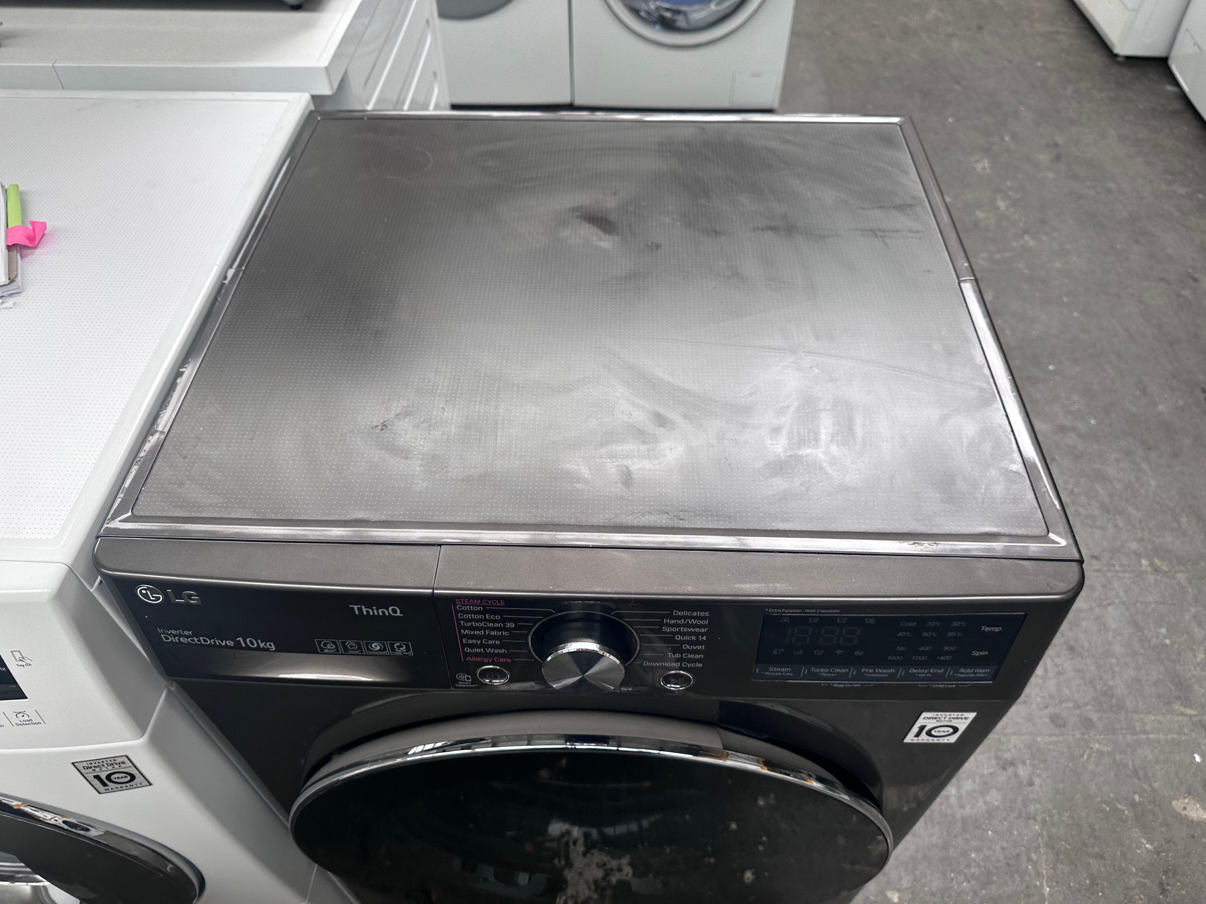 LG 10kg Black Steel Front Load Washing Machine with Steam Function - Certified Refurbished | Perfect for Apartments, Small Homes & Eco-Friendly Laundry