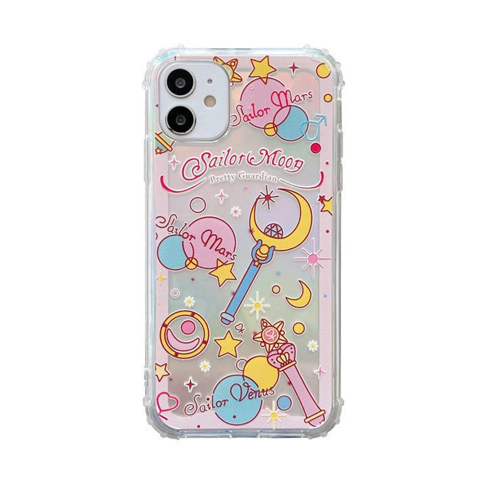 Sailor Moon Anime iPhone 12 Mini Case - Shockproof Clear Soft Silicone Phone Cover with Japan Cartoon Design - Perfect for Everyday Use & Gift Giving
