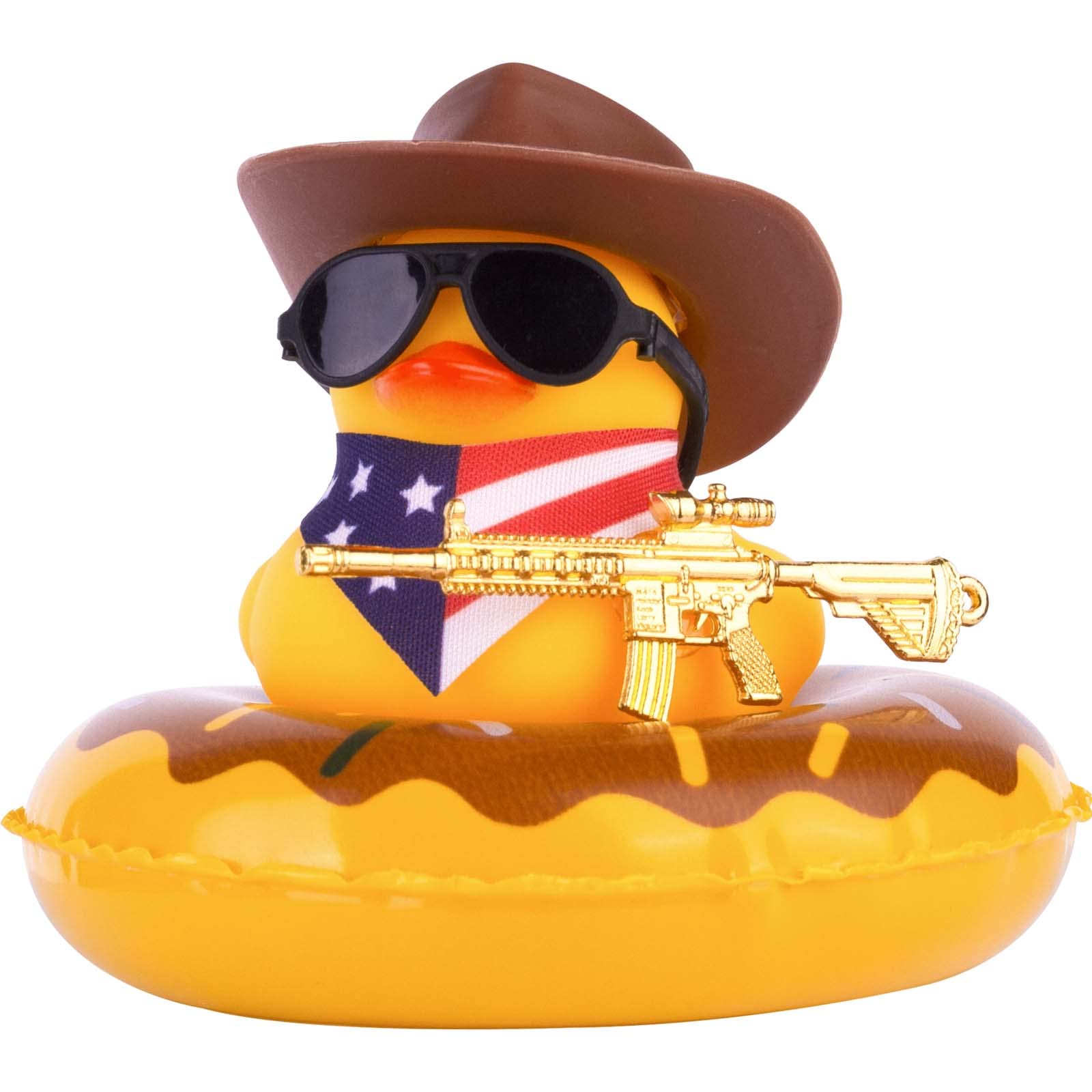 Funny Cowboy Duck Car Dashboard Decorations - Rubber Duck Ornaments with Mini Swim Ring, Sun Hat, Sunglasses & Scarf Accessories - Cute Dashboard Decor for Cars, Trucks & RVs - Perfect Gift for Car Lovers & Road Trip Enthusiasts