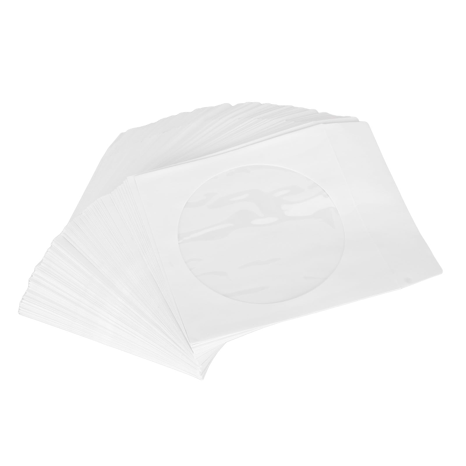 100Pcs Clear CD Sleeves with Window - Reusable 12cm Disc Envelopes for Storage & Organization | Perfect for Music Collections, Office Files & Media Archives