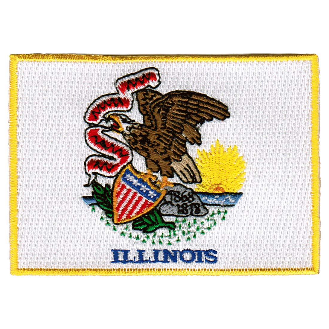 Illinois State Flag Embroidered Patch - Iron On or Sew On IL Emblem for Jackets, Hats, Bags - White Official State Symbol for Pride & DIY Crafts