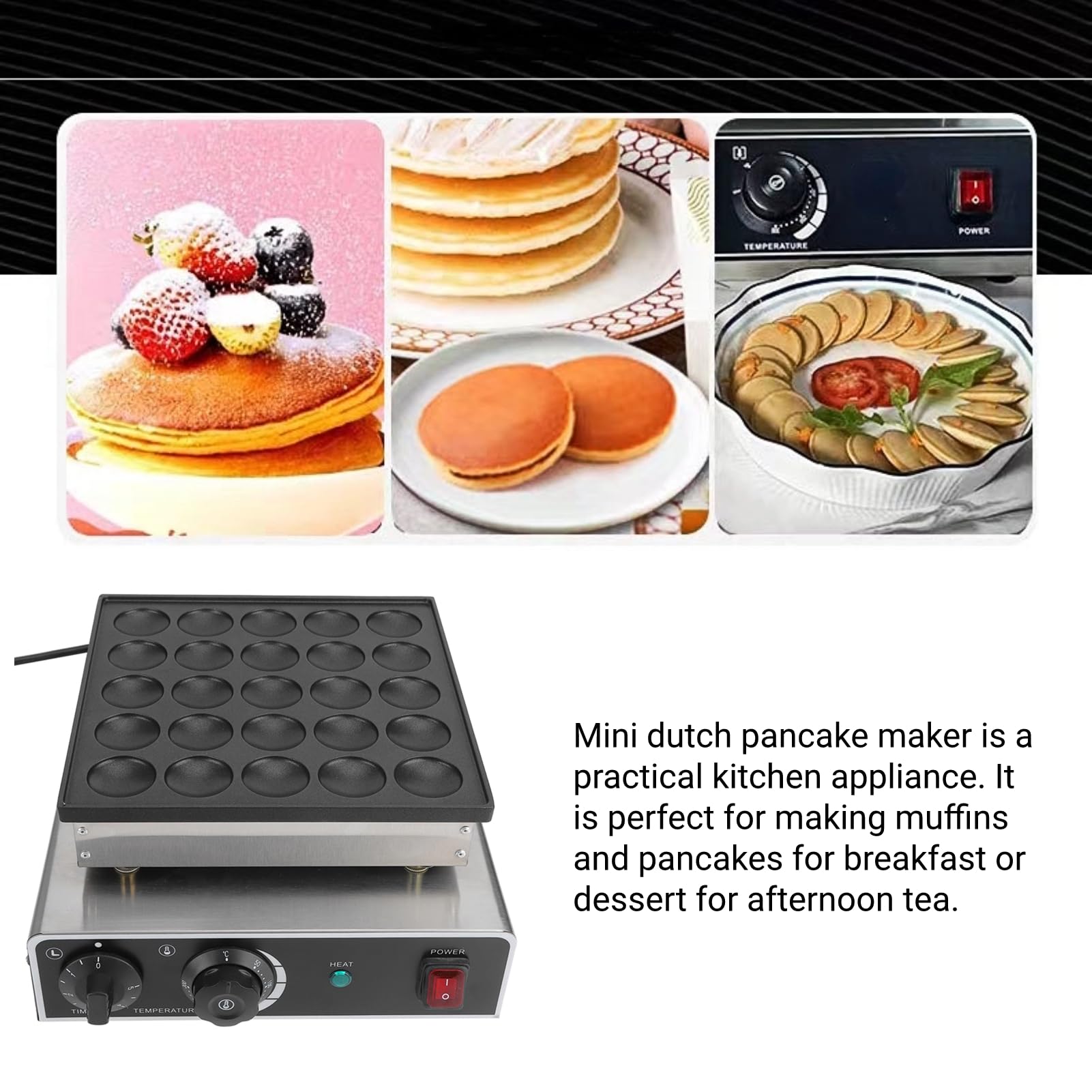 Ladieshow 25-Hole 950W Electric Muffin Maker & Pancake Machine - Non-Stick Waffle Maker with Rapid Heating for Breakfast, Brunch & Snacks (US Plug 110V) - Perfect for Family Gatherings, Kids' Parties & Quick Breakfasts