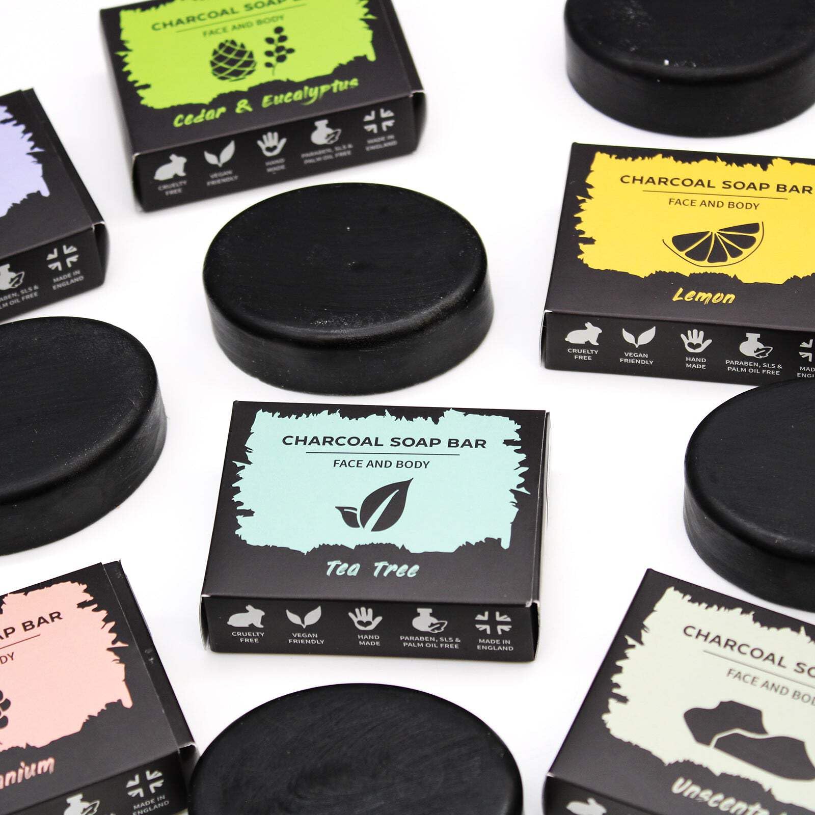 Natural Charcoal Soap 85g with Geranium Extract - Deep Cleansing & Detoxifying Face & Body Bar for Acne, Blackheads & Oily Skin - Perfect for Daily Skincare Routine & Spa Treatments