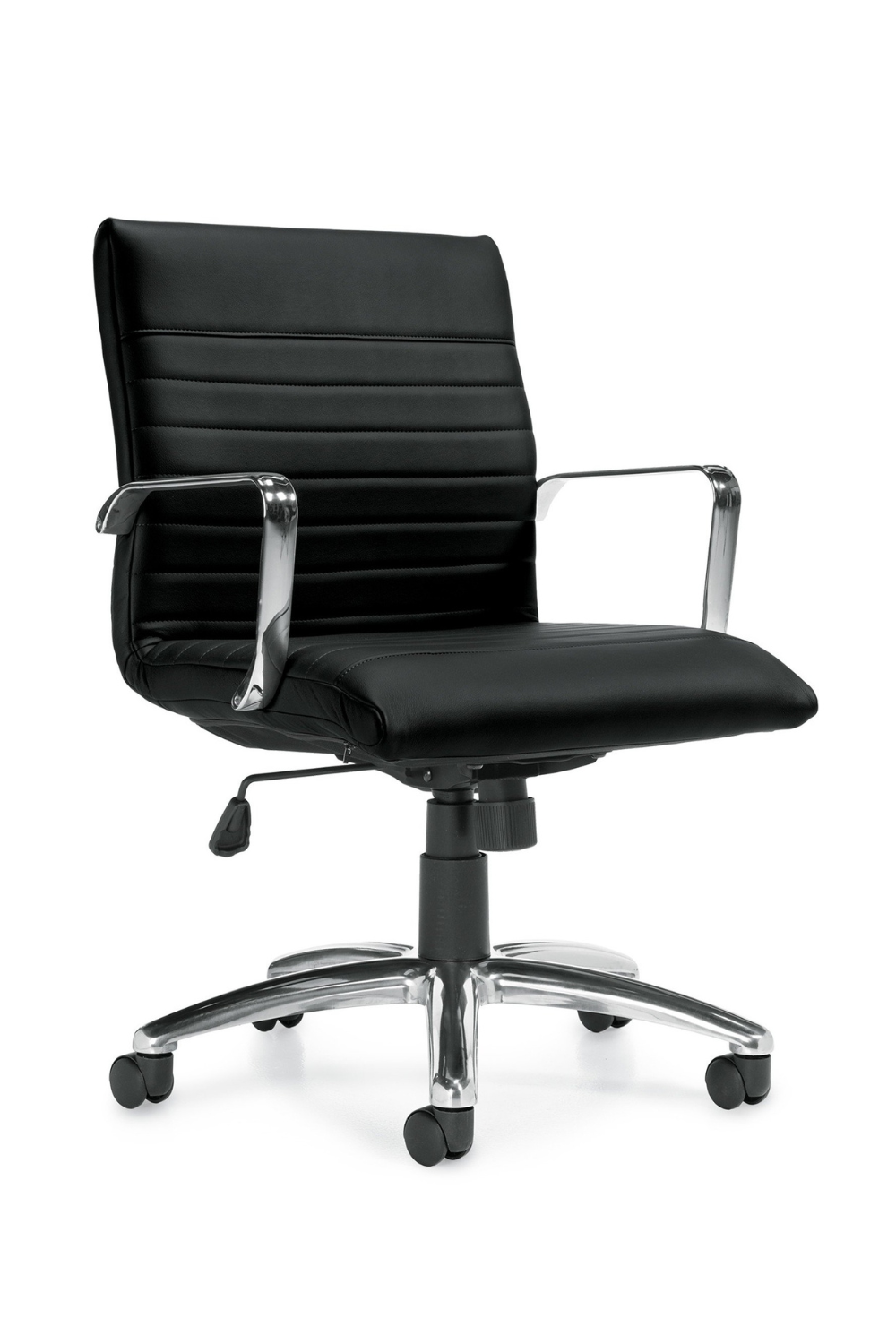 OTG11734B Mid Back Luxhide Tilter Office Chair - Ergonomic Swivel Task Chair with Adjustable Height & Tilt for Home Office, Computer Desk, and Workspace Comfort
