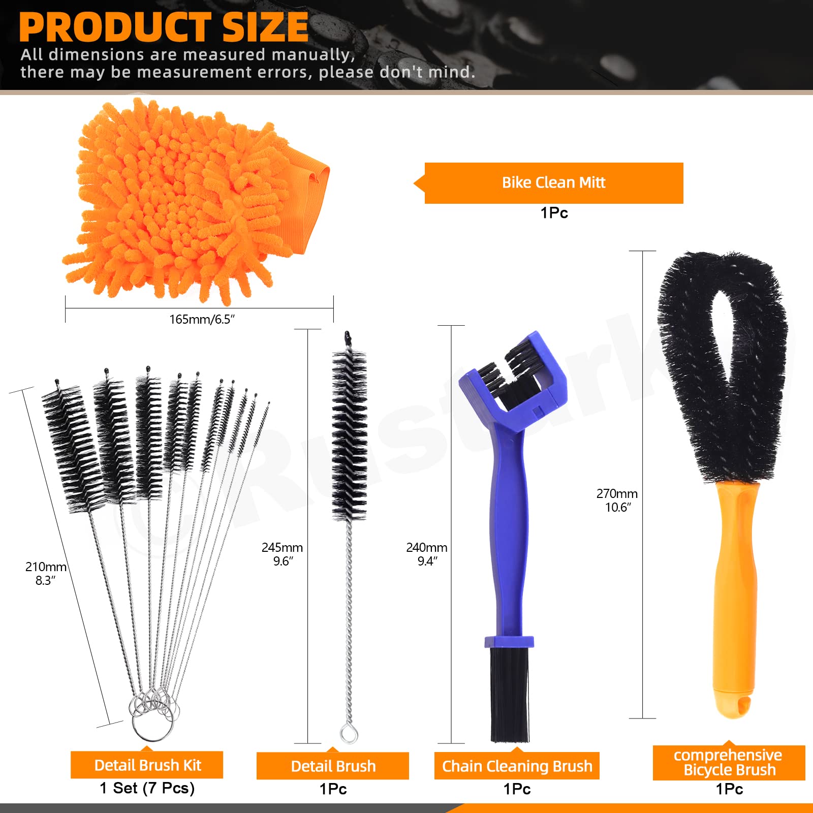 19Pcs Professional Bike Cleaning Tool Kit - Stainless Steel Bicycle Chain Cleaner, Scrubber & Brush Set for Mountain Bike Maintenance - Perfect for Outdoor Cycling & DIY Bike Care