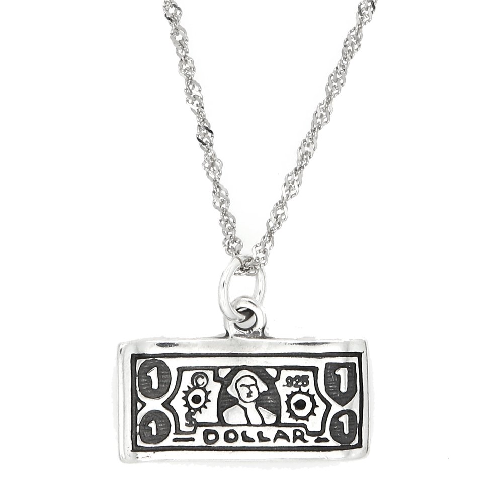 Sterling Silver Dollar Charm Necklace for Women | Fashion Jewelry Gift