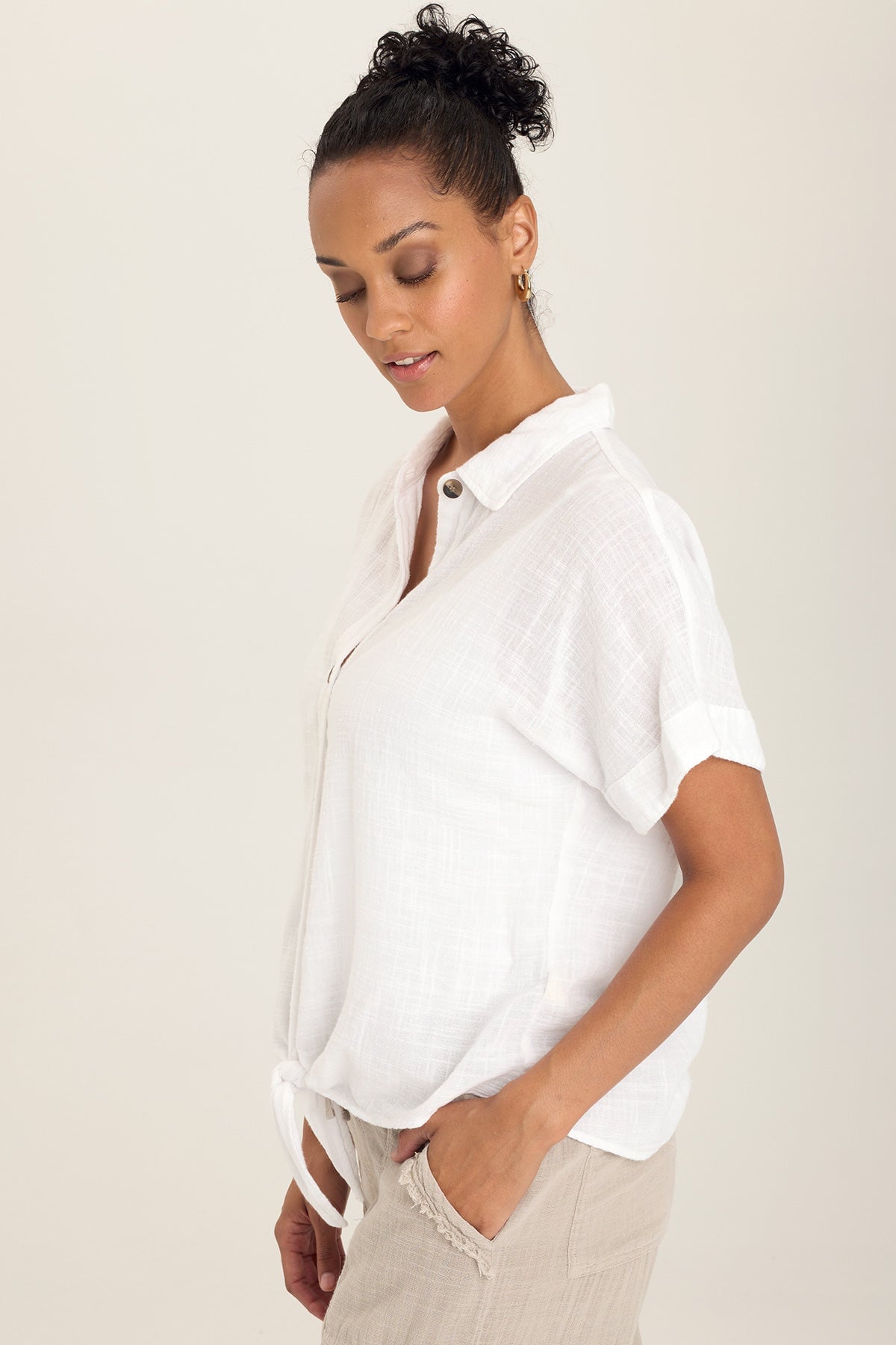 Gauze Teagan Tie Top Women's Casual Blouse - Perfect for Summer Outfits, Beachwear & Boho Style