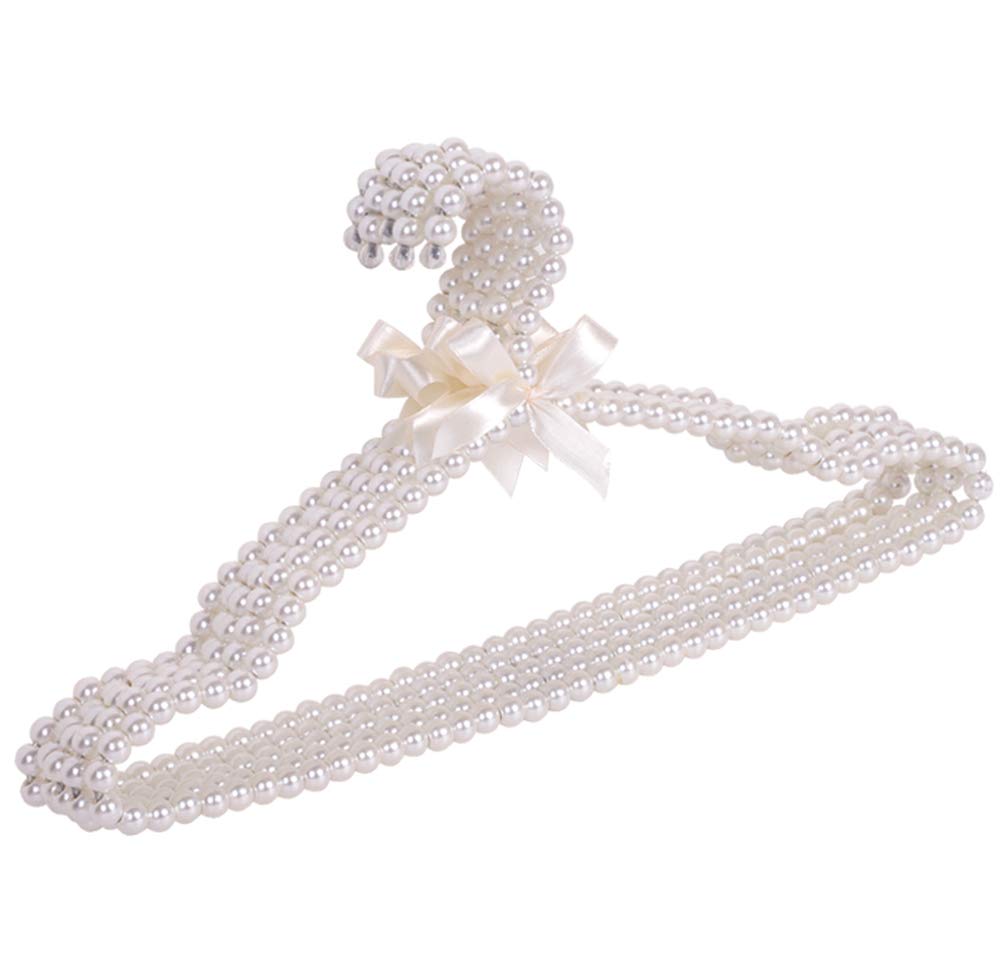 5-Pack Pearl Bowknot Beaded Pants Hangers - Premium Clothes Hooks for Wedding Dresses, Formal Wear & Home Organization - Perfect for Closet, Retail Shop & Bridal Boutique Storage