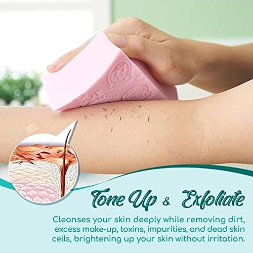 Korean Exfoliating Bath Sponge - Dead Skin Remover & Face Scrubber for Smooth Skin (Pack of 2, Blue & Pink) - Perfect for Shower, Spa & Daily Skincare Routine