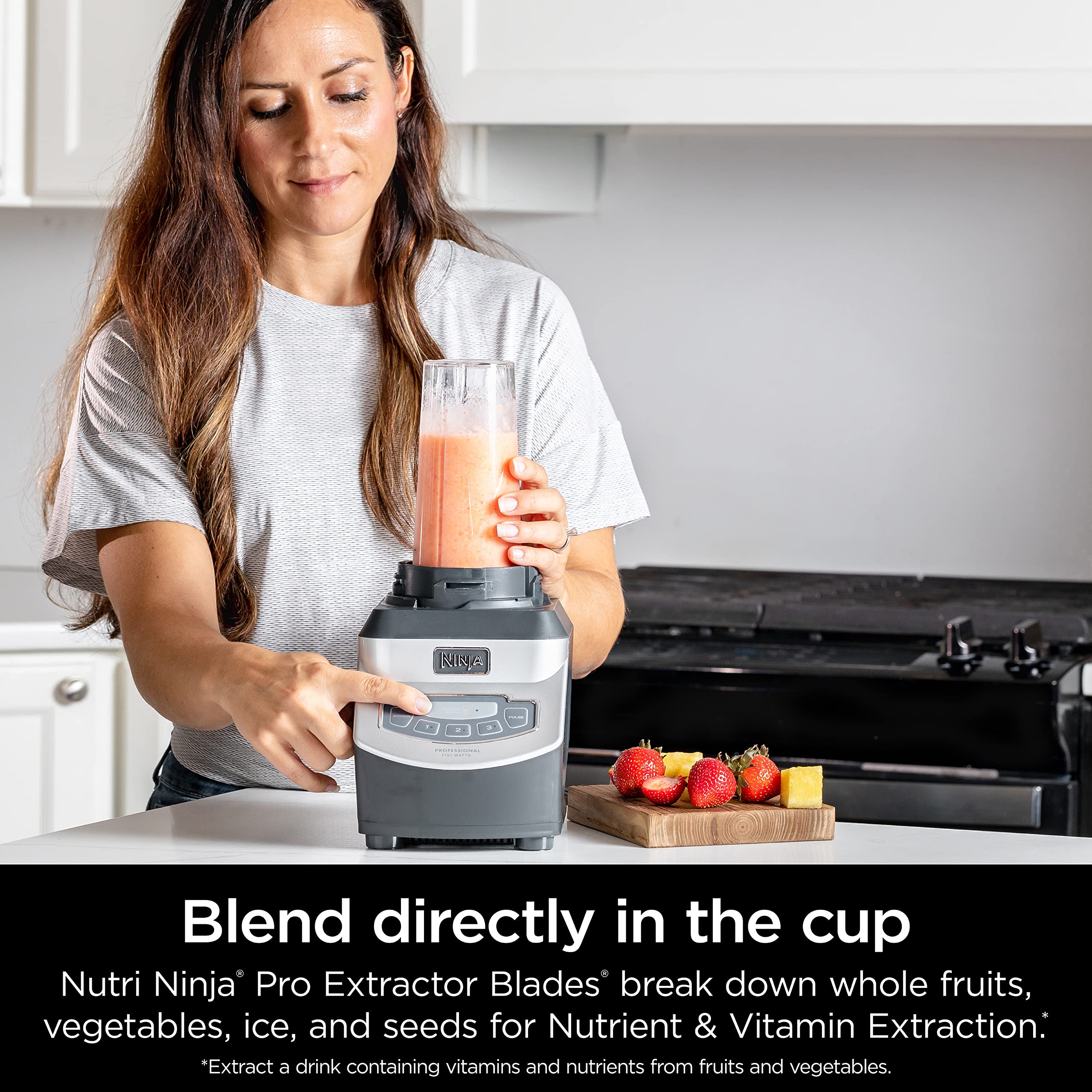 Ninja BL660 Professional 1100-Watt Blender for Smoothies, Frozen Drinks & Food Processing - 72oz Pitcher with 2 To-Go Cups - Perfect for Healthy Smoothies, Meal Prep & Kitchen Blending (Gray)