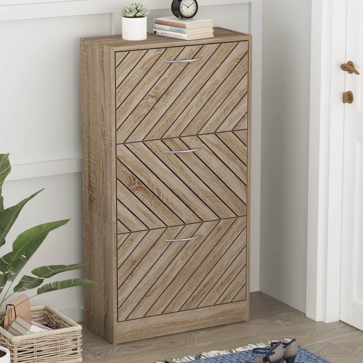3-Tier Shoe Cabinet with Flip Drawers - Entryway Storage Organizer for Shoes & Accessories