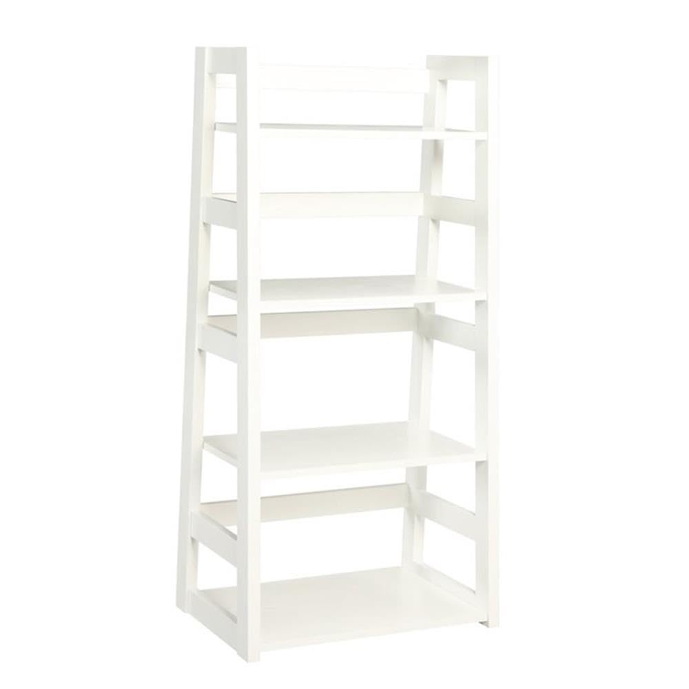 Pemberly Row 4-Shelf White Wood Bookcase - Perfect for Living Room, Bedroom, or Home Office Storage & Display