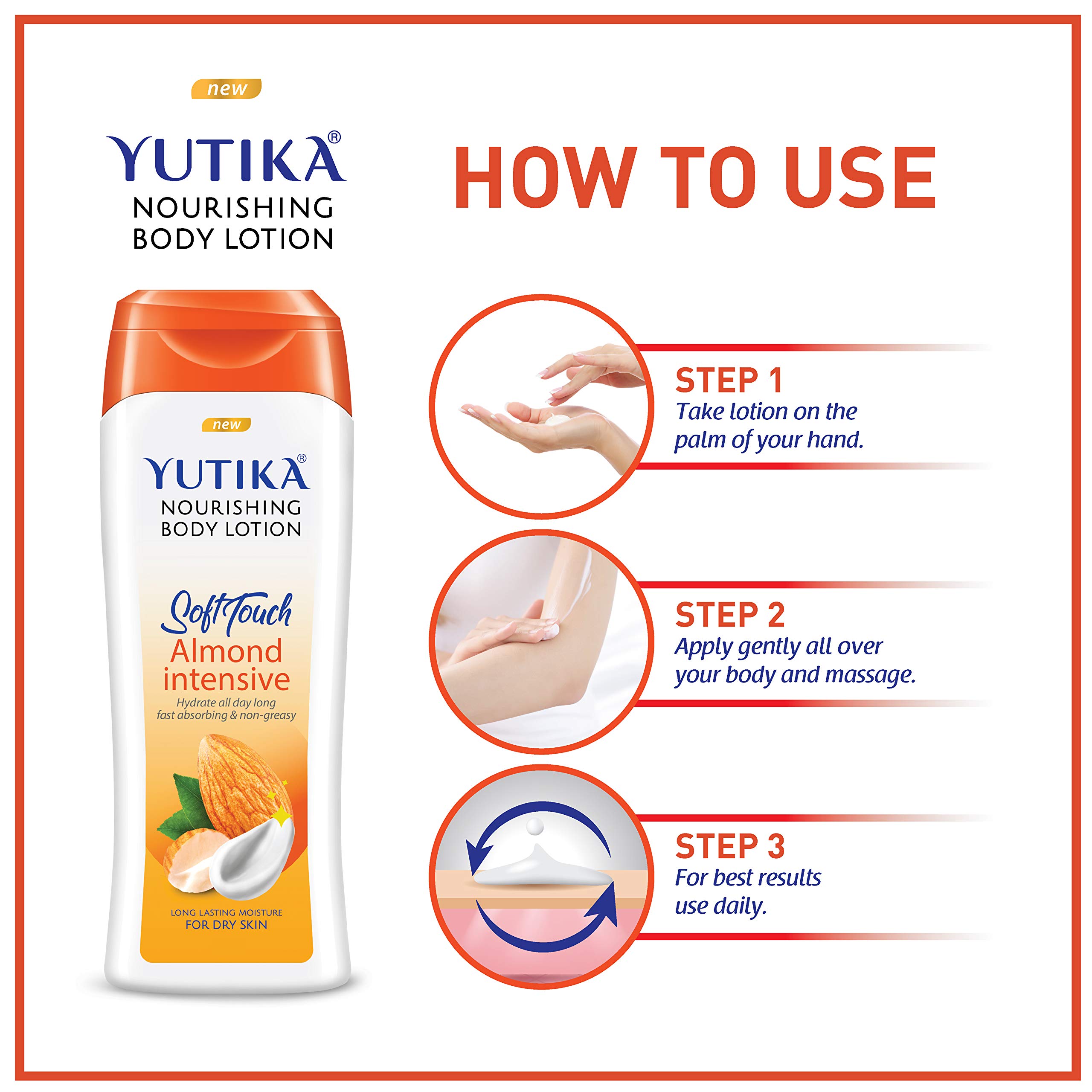 Yuthika Almond Body Lotion 300ml with Moisturizing Cream 100ml - Nourishing Dry Skin Care for Face, Hands & Body - Hydrating Winter Lotion with Non-Greasy Formula | Perfect for Daily Moisturizing, Cold Weather Protection & Nighttime Skin Repair