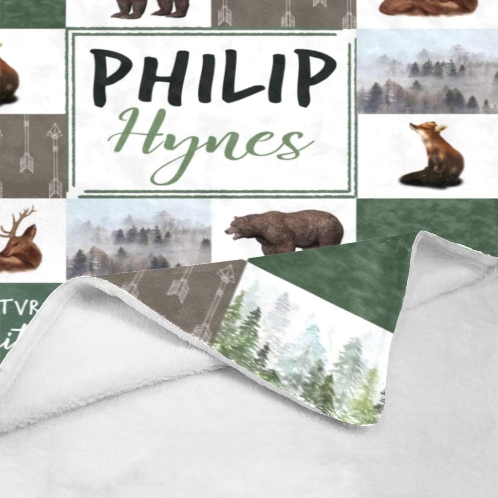 Personalized Woodland Animals Blanket with Name - Custom Baby Blanket for Boys & Girls, Soft Minky Fleece Flannel - Perfect Baby Shower Gift, Nursery Decor & Cozy Toddler Blanket