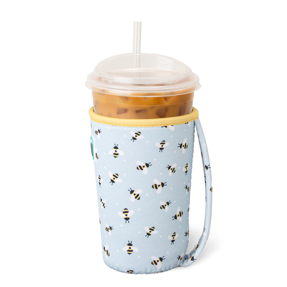 Busy Bee Medium Iced Cup Coolie - Insulated Coffee Cup Sleeve for Hot & Cold Drinks - Perfect for Iced Coffee, Bubble Tea, and Smoothies at Work or On-the-Go