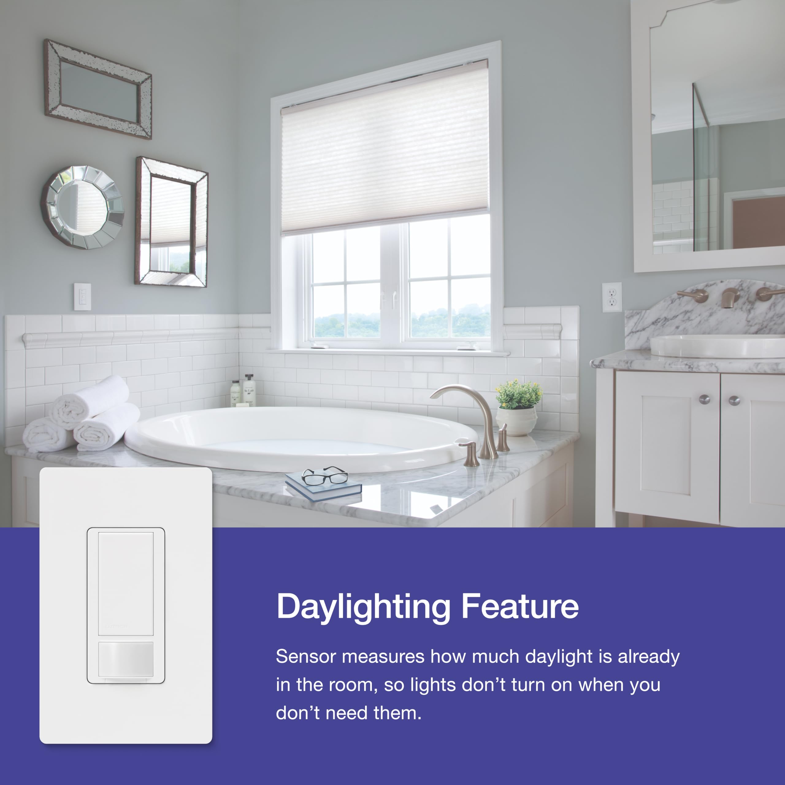 Lutron Maestro MS-VPS2-BL Motion Sensor Light Switch - Auto Off, Single Pole, No Neutral Required - Works with Any Bulbs - Ideal for Bathroom, Garage, Laundry Room & Closet - Perfect for Energy Saving & Hands-Free Lighting in Dark Areas