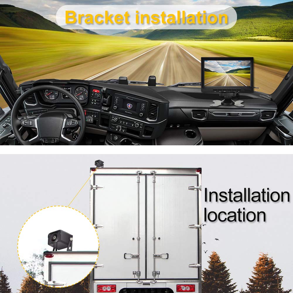 AHD Dual Backup Camera with 7'' 1080P DVR Monitor - Waterproof Front & Rear View Camera with Night Vision for Trucks, Pickups, RVs, Campers, Buses (12V-36V) - Perfect for Parking, Reversing & Night Driving Safety