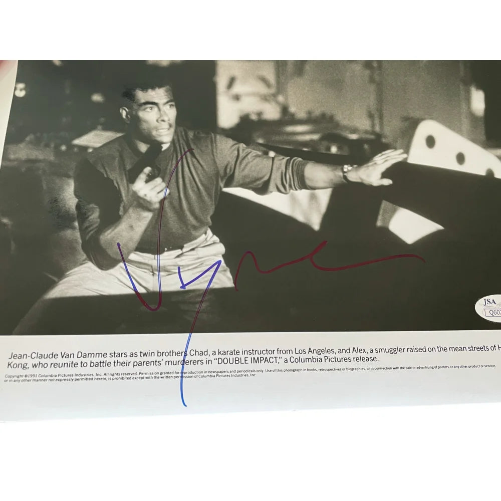 Jean Claude Van Damme Autographed 8x10 Photo with JSA COA - Double Impact Signed Memorabilia - Perfect for Movie Collectors, Fans & Home Theater Decor