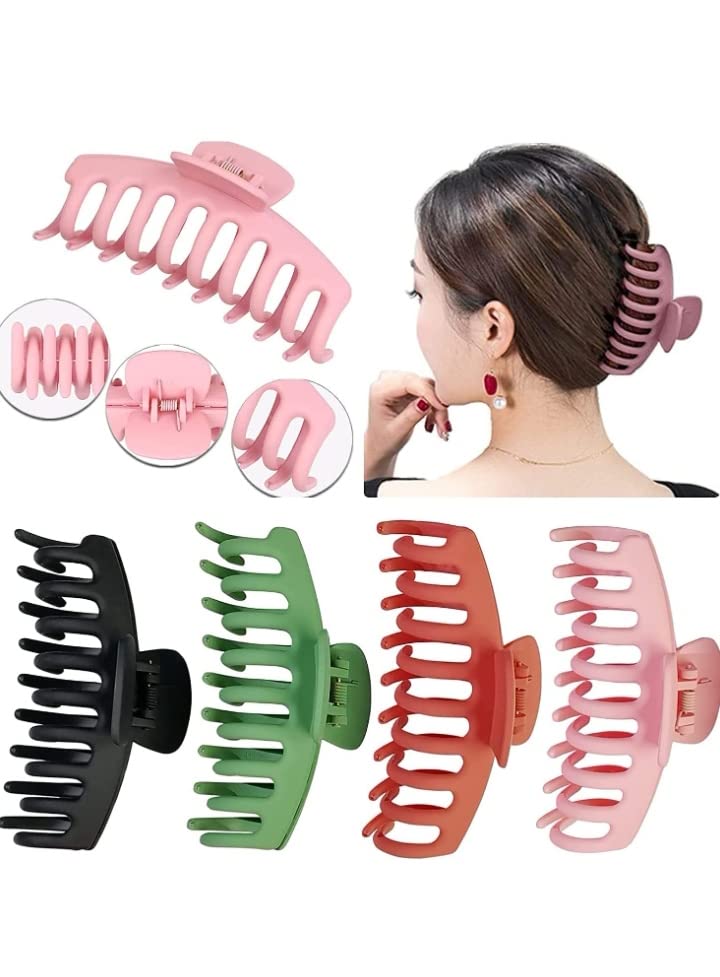 Chema 3-Piece Large Hair Claw Clips for Women - Non-Slip Matte Finish Strong Hold Banana Hair Clips for Thick & Thin Hair - Perfect for Ponytails, Buns & Everyday Hairstyles