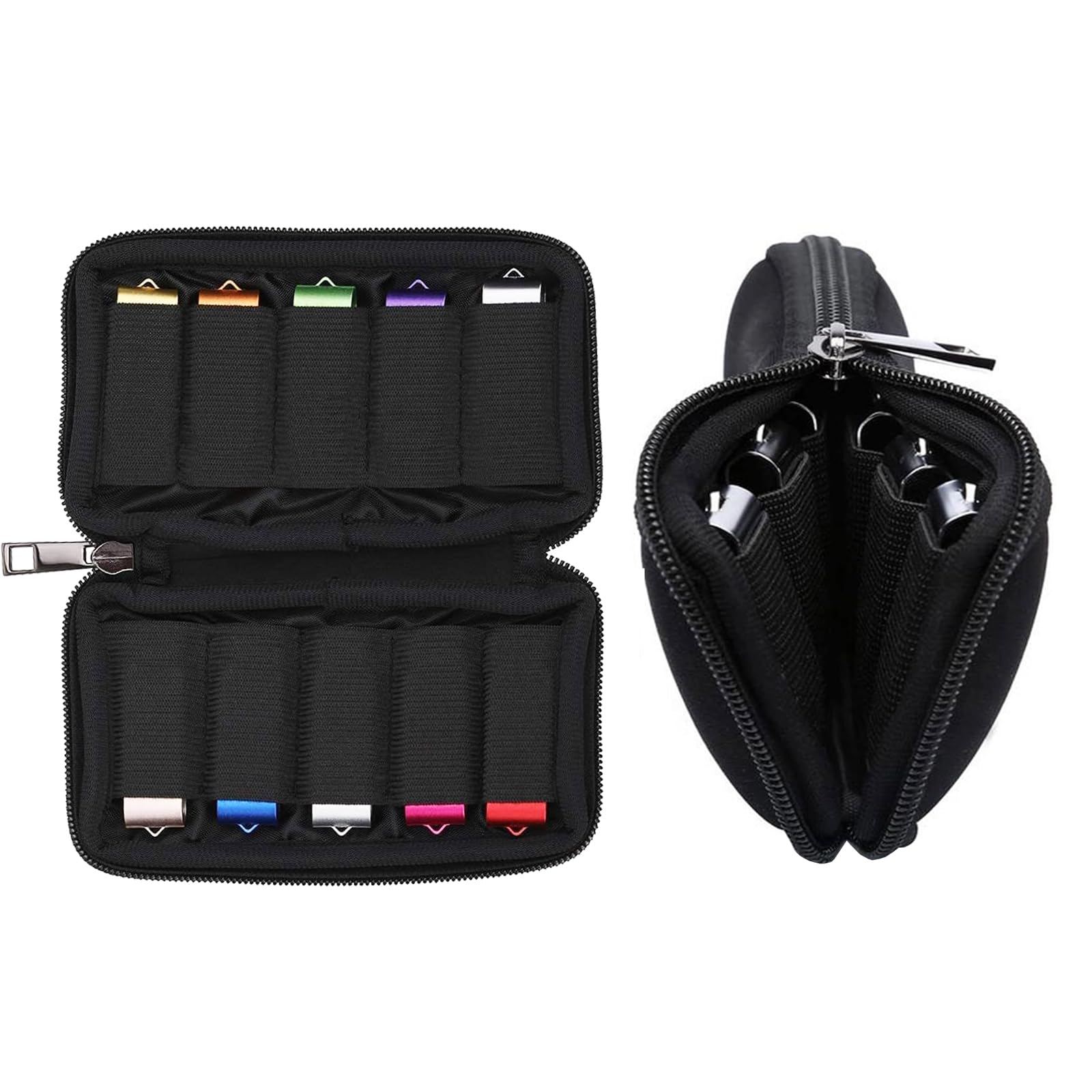 TATMOHIK USB Flash Drive Case - 10 Slot Memory Stick Storage Bag Organizer for USB Sticks, Thumb Drives, Jump Drives & Zip Drives (Black) - Perfect for Office, School & Travel Data Storage