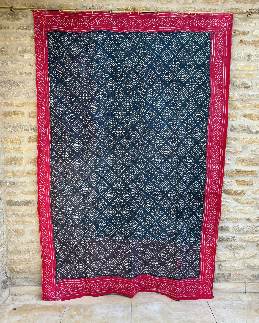 Premium Midweight Kantha Quilt No. 800 - Handmade Cotton Throw Blanket for Bed, Sofa & Travel - Cozy Home Decor & Perfect Gift
