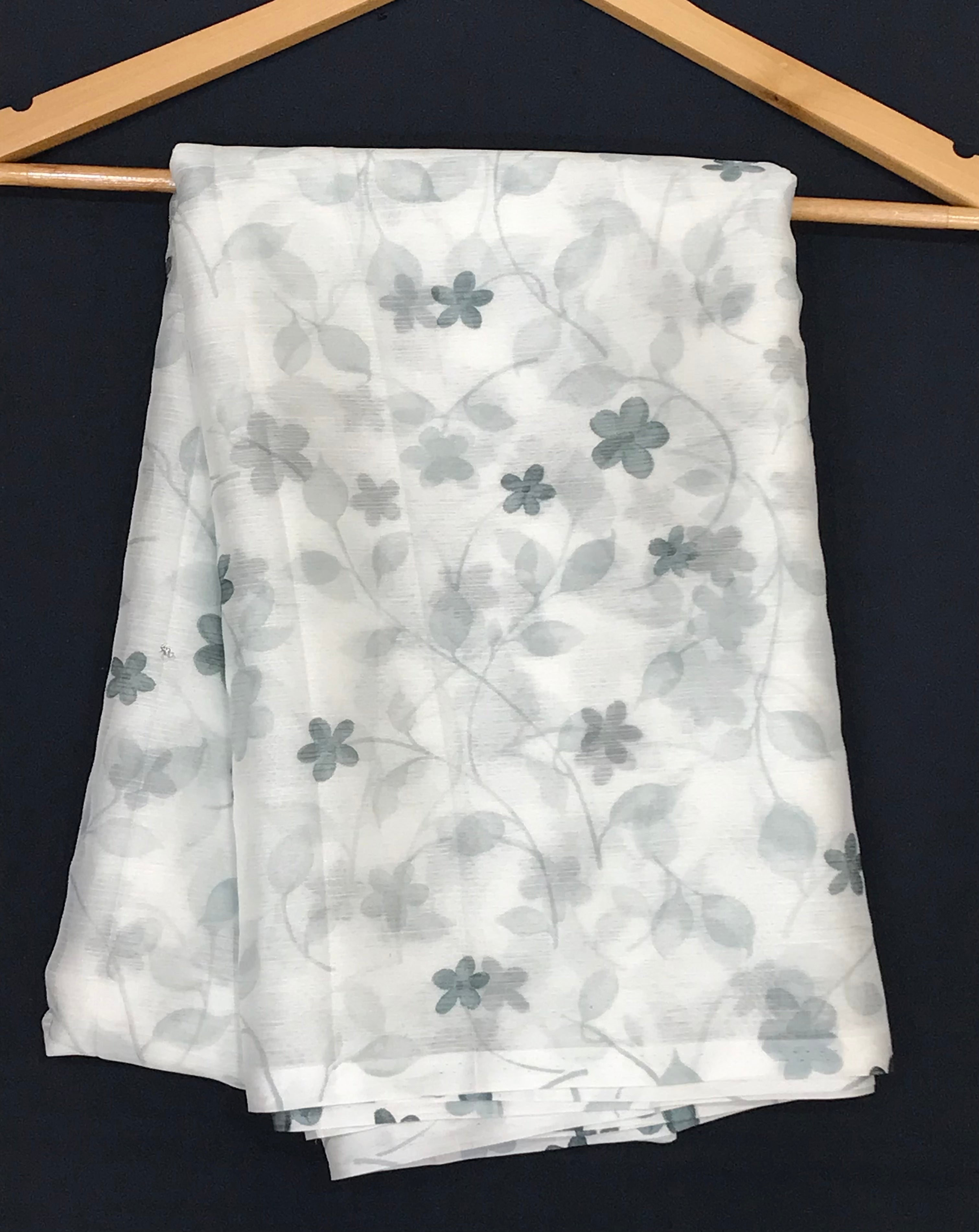 Elegant White Floral Chiffon Saree for Women - Perfect for Weddings, Parties & Special Occasions