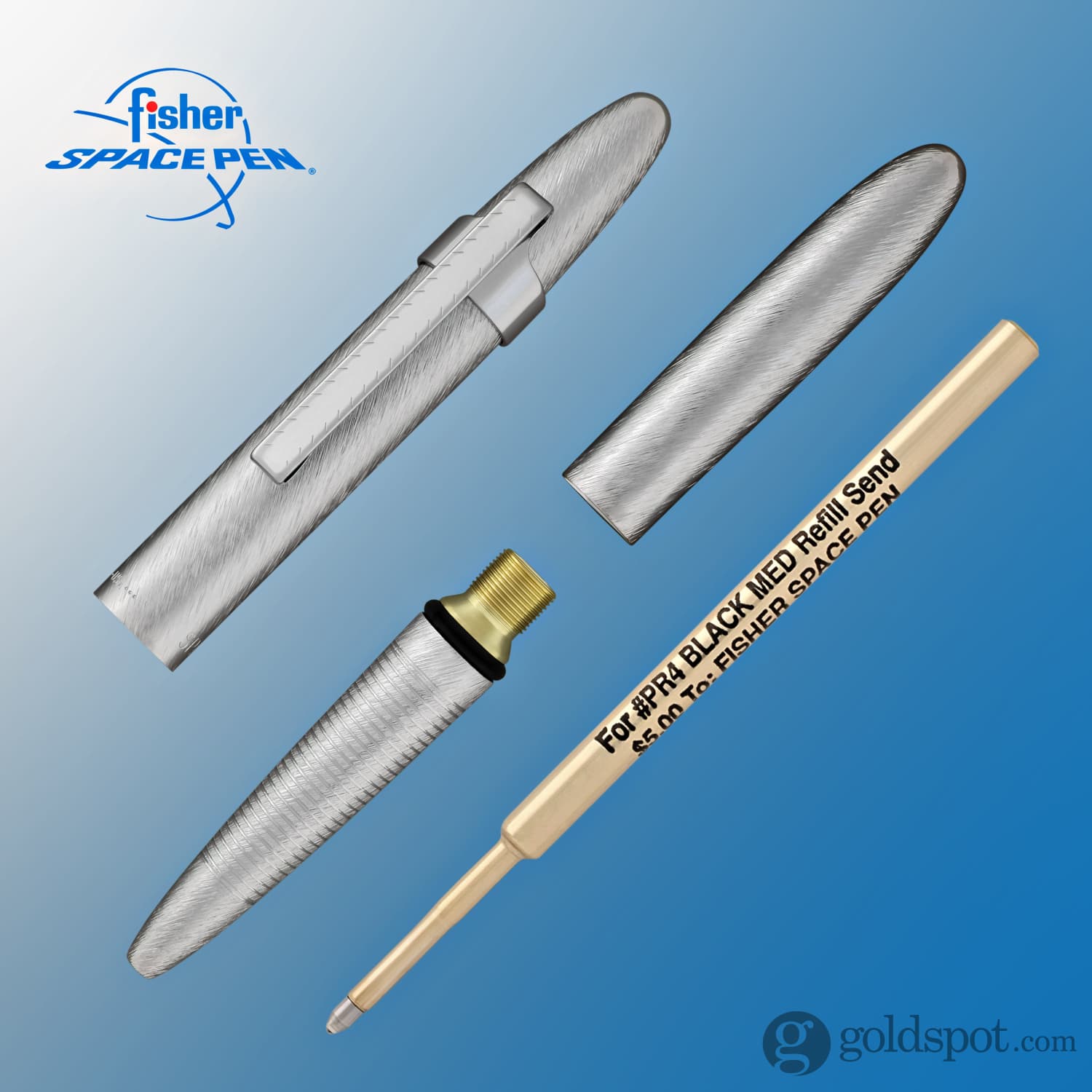 Fisher Space Pen Bullet Ballpoint Pen - Brushed Chrome with Clip - Compact & Refillable for Travel, Outdoor Adventures & Everyday Writing