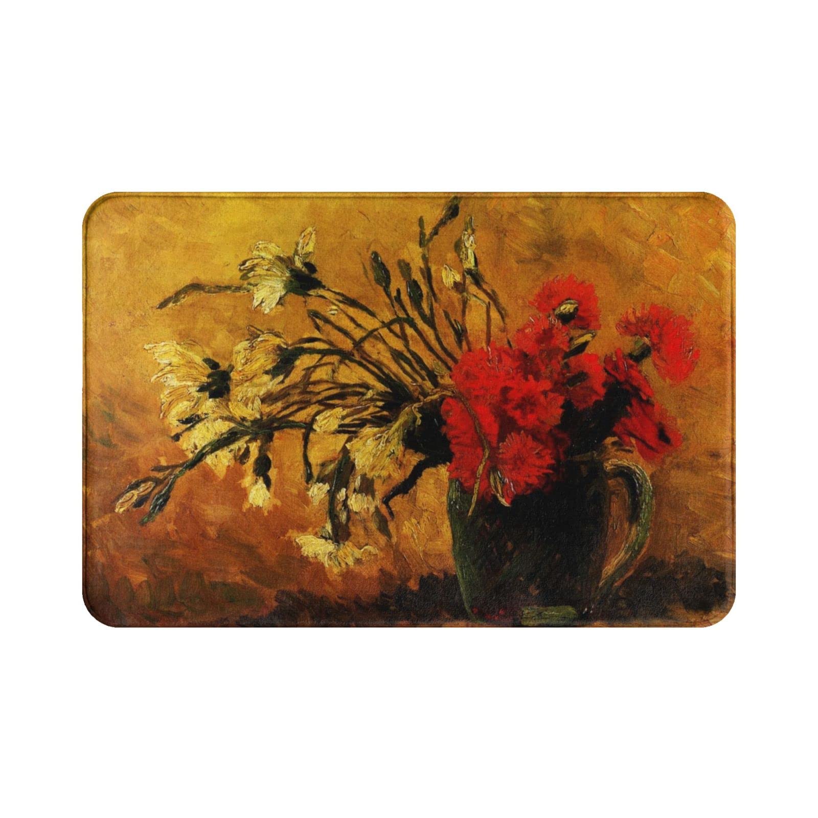 Van Gogh Sunflower Non-Slip Bath Mat - Absorbent Oil Painting Art Doormat for Bathroom, Kitchen & Entrance - Waterproof Flower Design Floor Rug for Home Decor (One Size) - Perfect for Shower, Laundry Room & Front Door Use