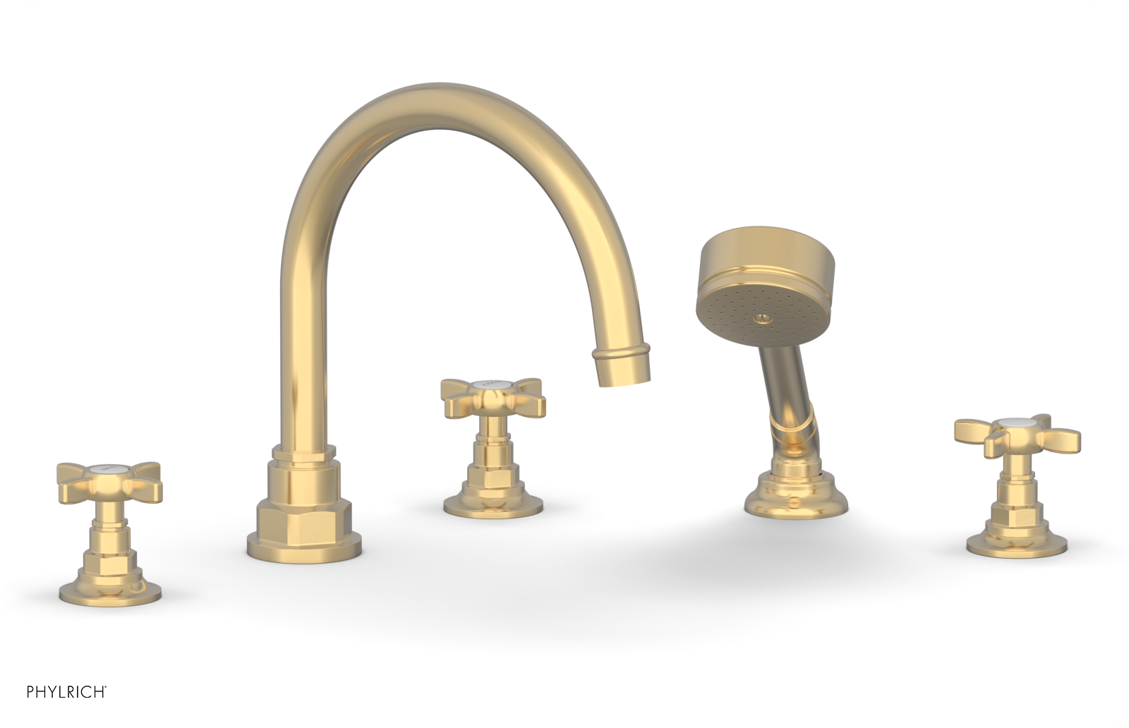 Jamestown Deck Tub Set with Hand Shower - Cross Handles 165 48 - Outdoor/Indoor Freestanding Bathtub for Patio, Garden, or Bathroom Relaxation