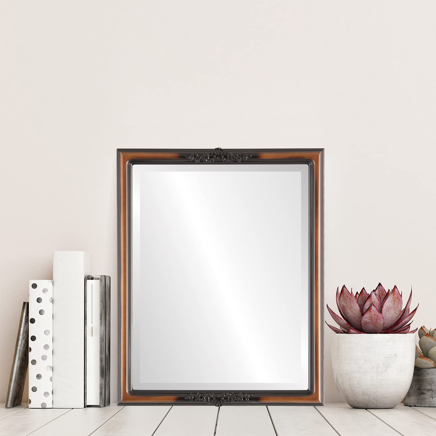 Contessa Style Walnut Rectangle Beveled Wall Mirror 18x22 Inches - Elegant Home Decor for Living Room, Bedroom & Entryway