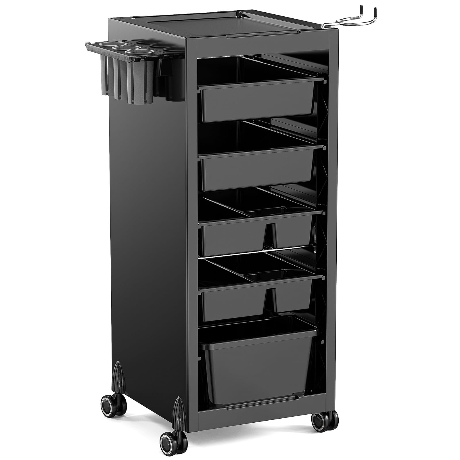 Professional Salon Trolley Cart with 4 Drawers & 2 Baskets - Rolling Hair Stylist Organizer, Mobile Beauty Storage Station with Wheels - Perfect for Salon, Tattoo Parlor, Home Hairdressing & Makeup Organization