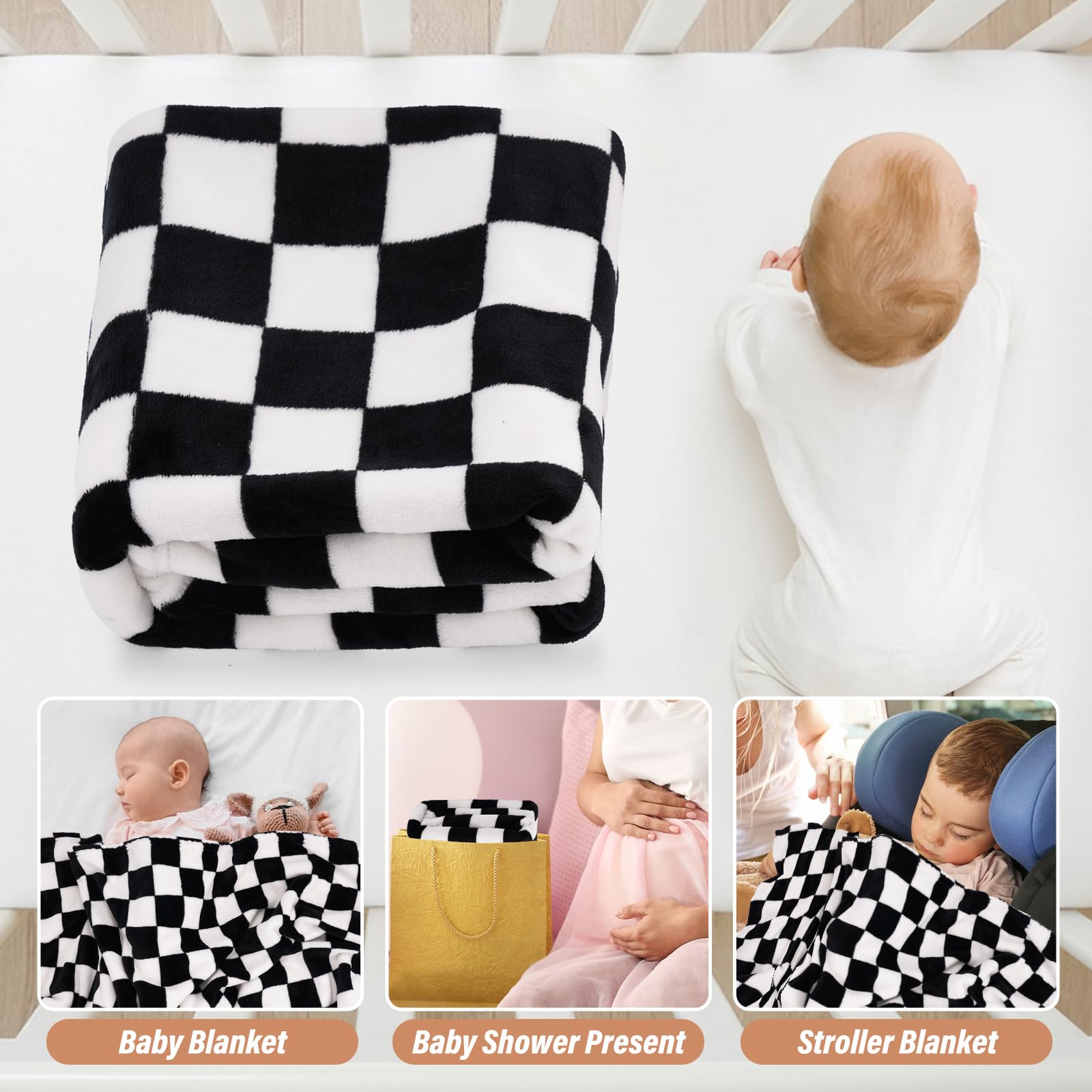 Soft Plush Checkered Baby Blanket - 30