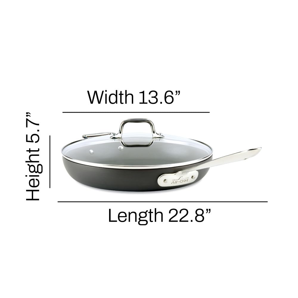 All-Clad HA1 12-Inch Hard Anodized Nonstick Frying Pan - Induction Compatible, Oven & Broiler Safe up to 500°F, Lid Safe to 350°F - Premium Black Cookware for Sautéing, Frying & Everyday Cooking
