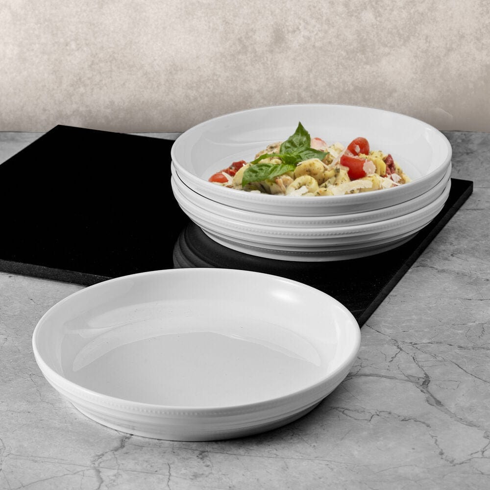 Kamryn Vegan Pasta Bowls Set of 4 - Eco-Friendly Ceramic Dinnerware for Pasta, Salad & Soup - Perfect for Vegan Meals, Dinner Parties & Home Dining