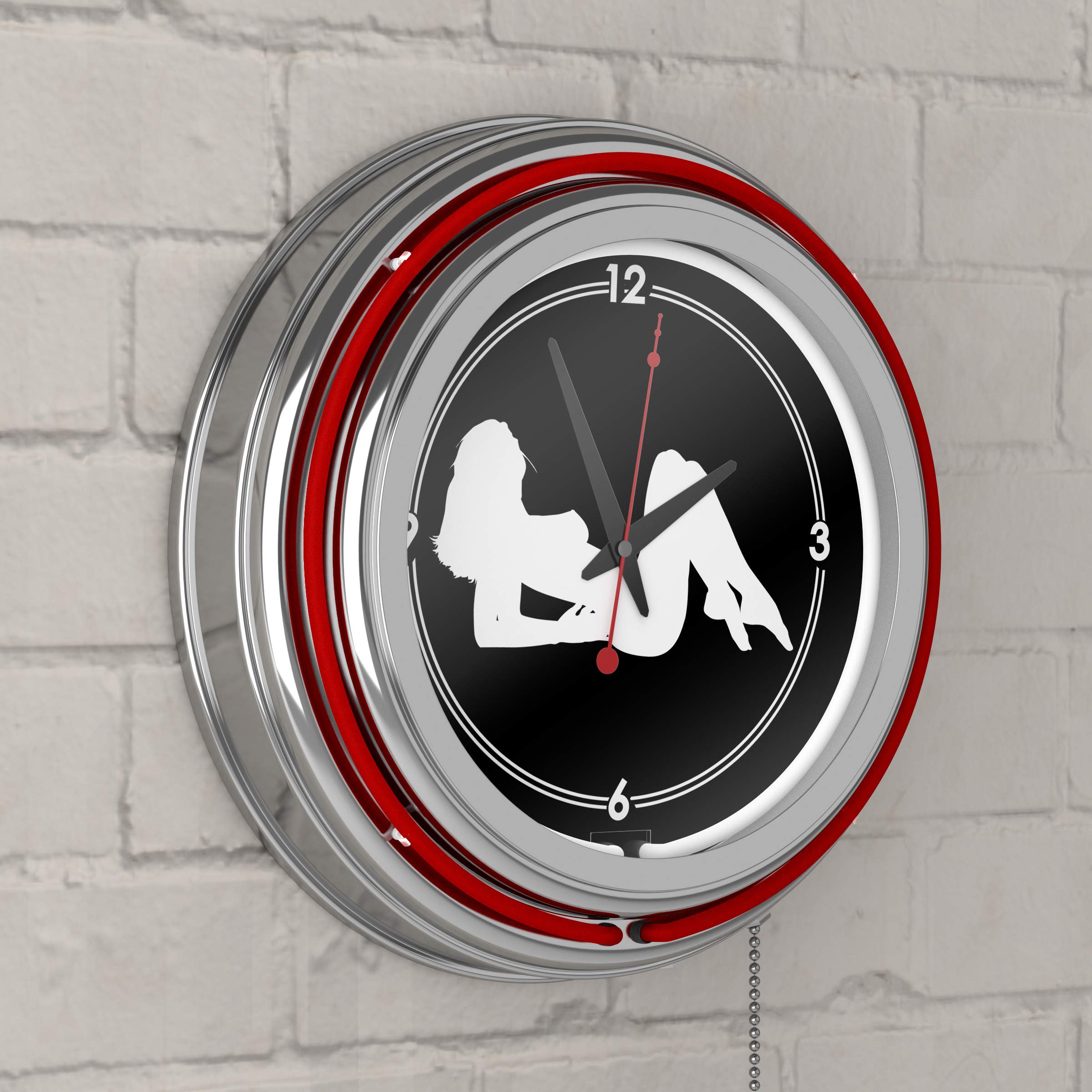 Shadow Babes Series - Red Neon Ring Clock with Dual Illuminated Rings - Perfect for Bedroom, Gaming Room & Retro Decor