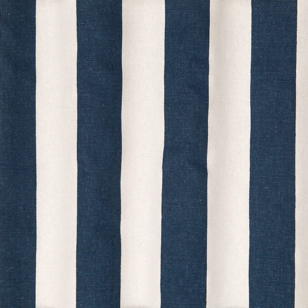 Navy Blue Striped Cotton Fabric Shower Curtain - 72 Inch Waterproof Bathroom Curtain for Shower & Bathtub - Soft & Durable Bath Decor for Modern Homes