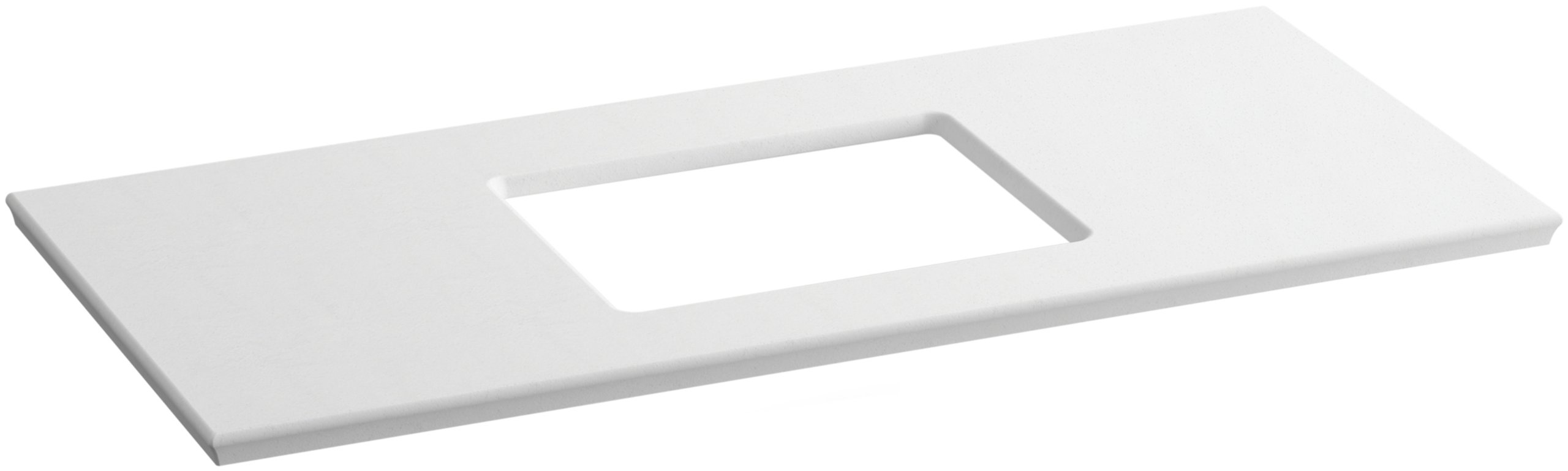 49-Inch White Vanity Top with Single Vertical Rectangular Cutout - Solid Surface Bathroom Countertop for Modern Sinks | Perfect for Home Renovation & Bathroom Remodeling