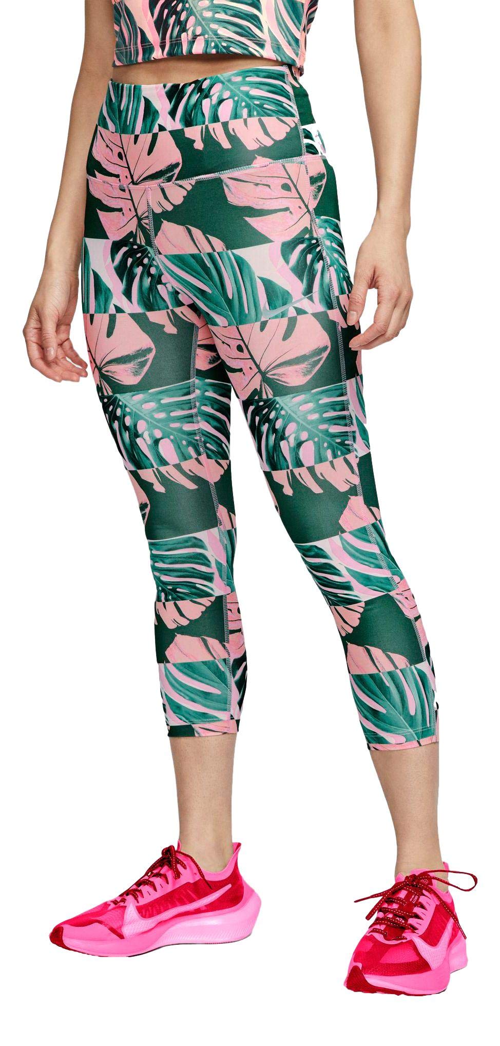 Nike Dry Women's Fast-Drying Crop Leggings with Botanical Print - Moisture-Wicking Workout Leggings for Yoga, Running & Gym