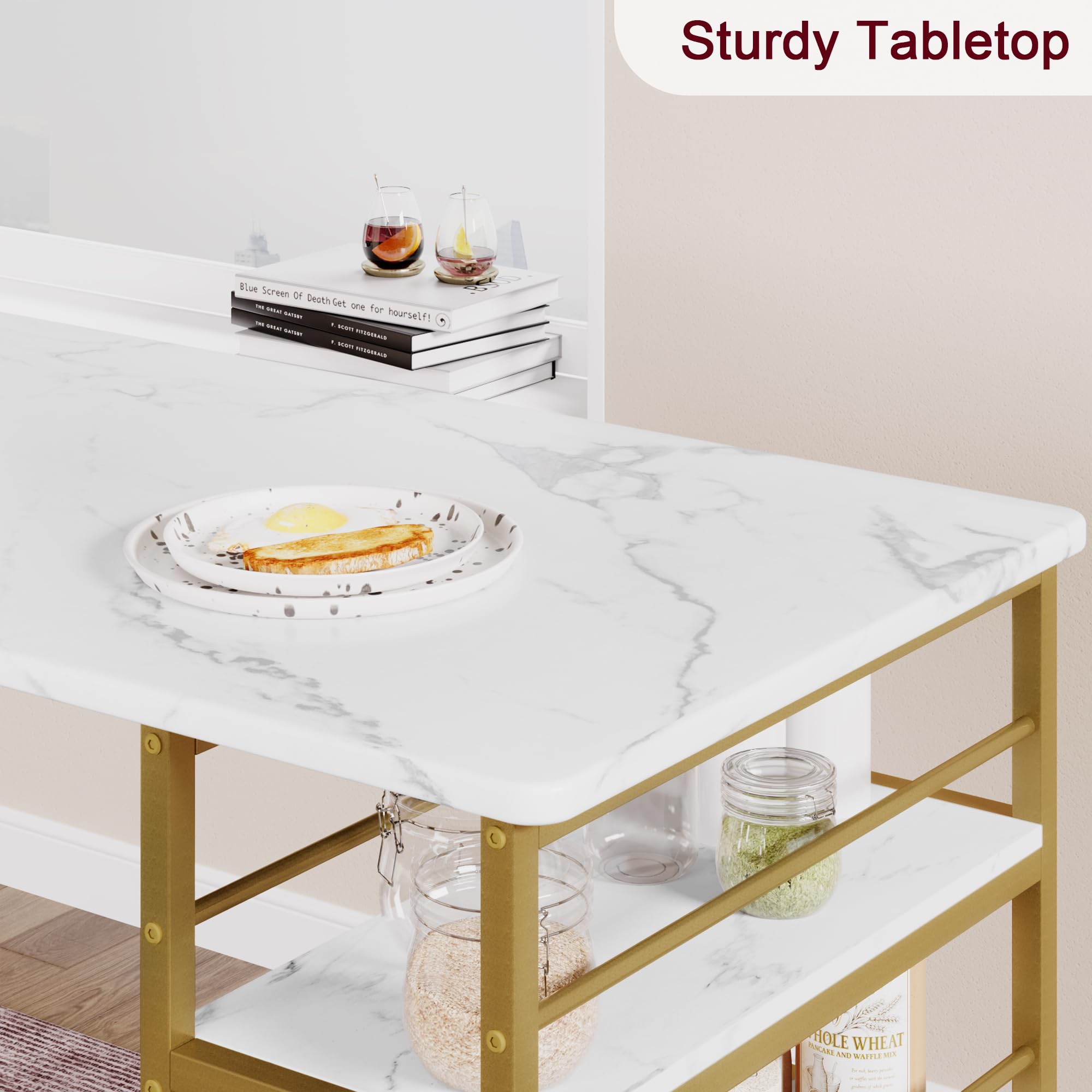 **IDEALHOUSE 3-Piece Counter Height Dining Table Set for 2 - Kitchen Bar Table with 2 Velvet Bar Stools, Small Space & Apartment Friendly in Gray, Gold & White - Perfect for Breakfast Nooks, Studio Apartments & Cozy Dining**