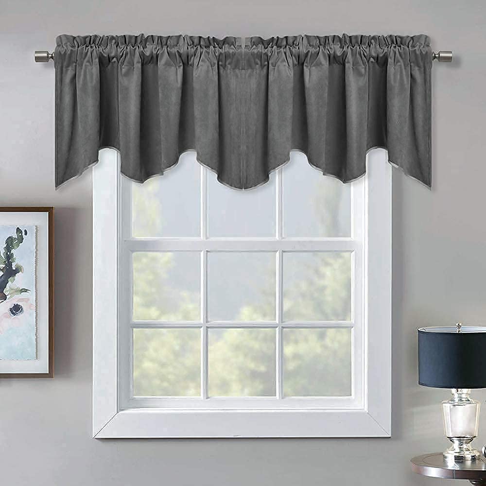 StangH Luxury Velvet Curtains & Valances Set - Elegant Blackout Drapes for Living Room, Bedroom - Soft Thermal Insulated Window Treatments for Home Decor